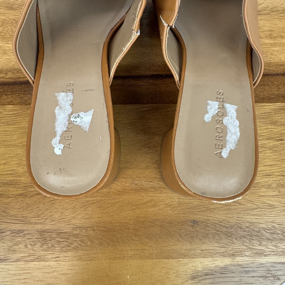 New Womens Aerosoles Cassy Brown Leather Heeled Slide Sandals Size 10 M NWOB - Picture 8 of 10